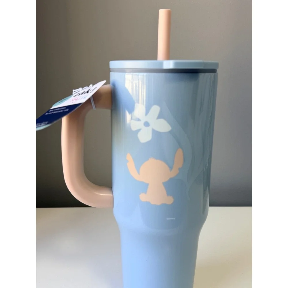 Disney Stitch Tumbler Zak Designs 40oz Blue Handle Straw‎ NWT